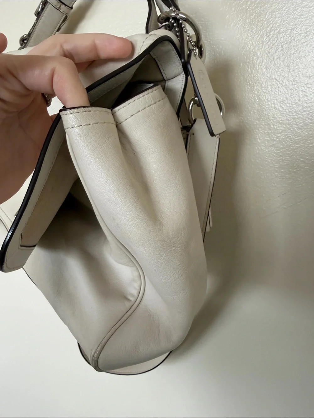 COACH Vintage Legacy Romy Vanilla Leather Convertible Top Handle Crossbody Bag - Picture 4 of 14